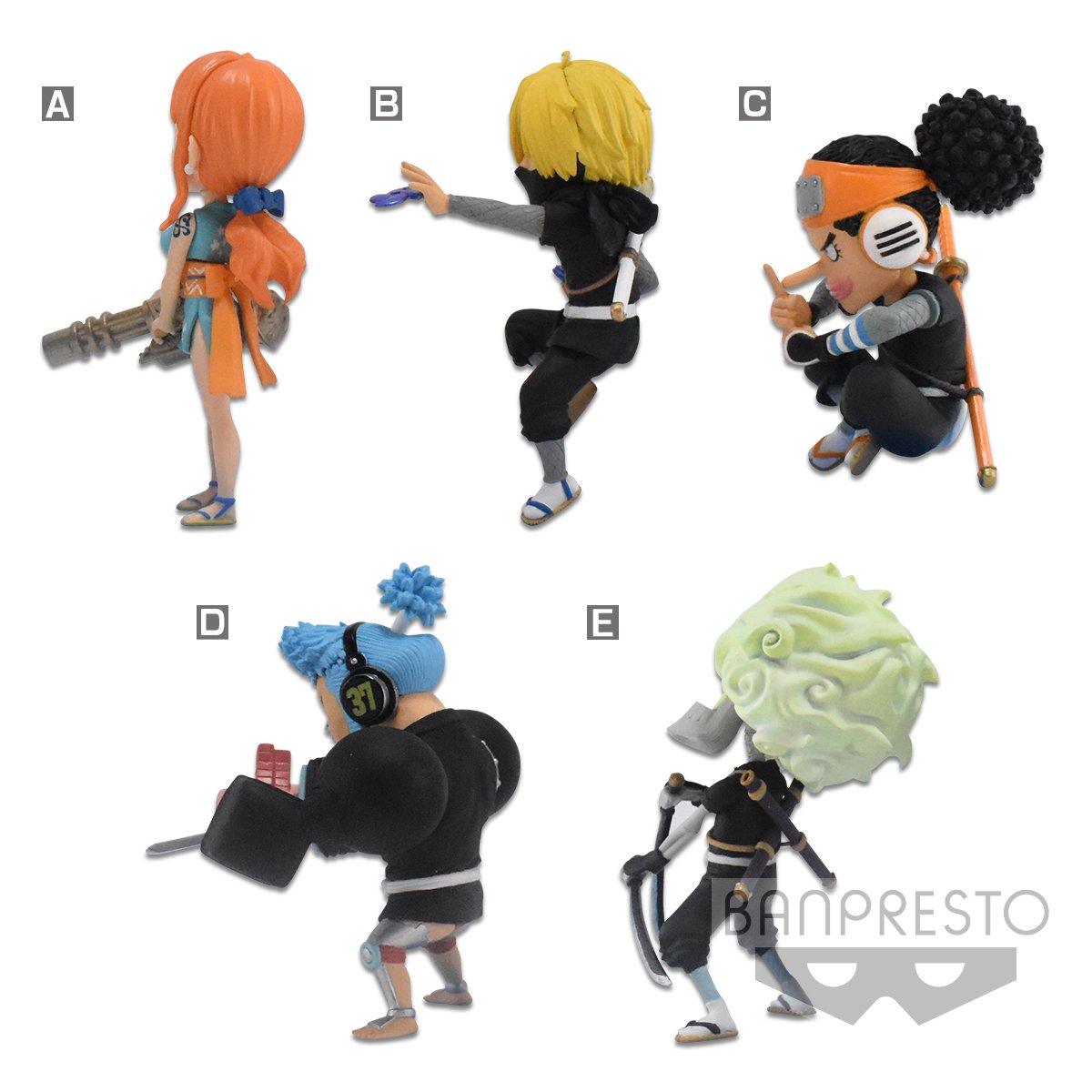 One Piece World Collectable Figure -Wanokuni Style 2-Complete Set of 5-Bandai-Ace Cards & Collectibles