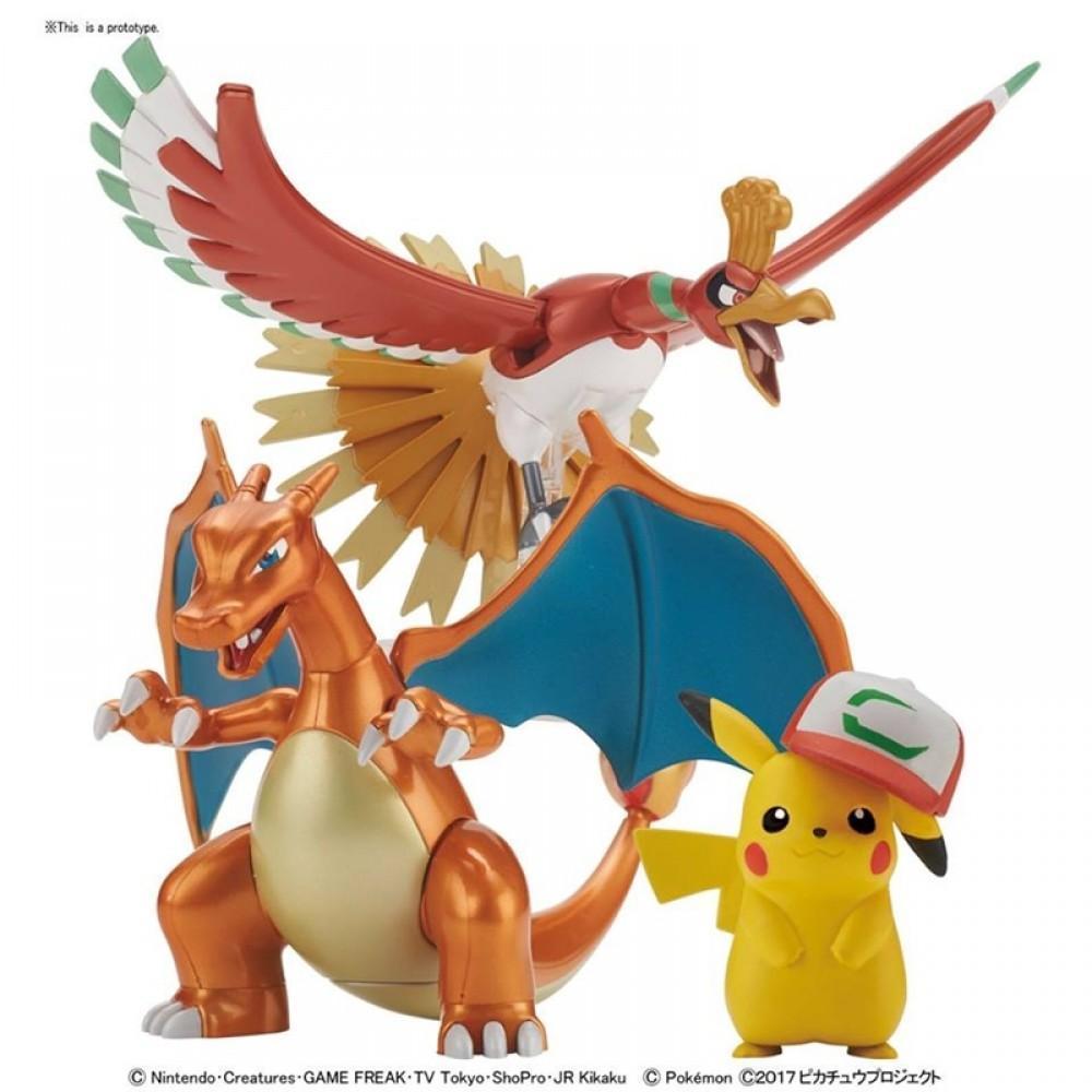 Pokémon Plastic Model Collection &quot;Ho-oh&quot; &amp; &quot;Charizard&quot; &amp; &quot;Ash Ketchum&#39;s Pikachu&quot; 20th Set-Bandai-Ace Cards &amp; Collectibles