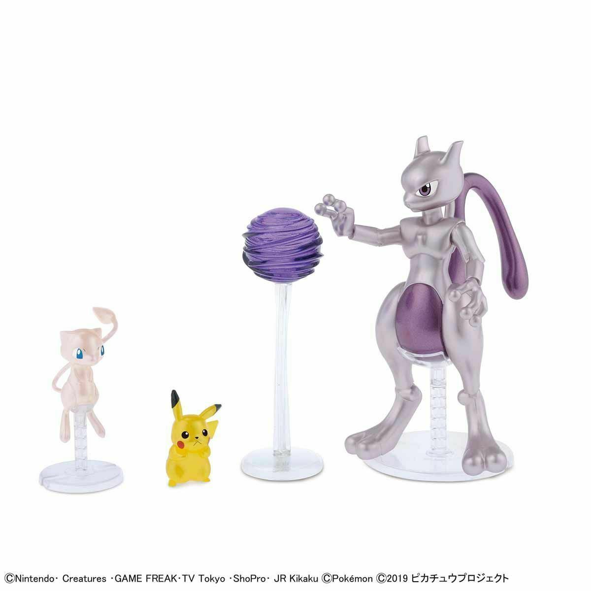 Pokémon Plastic Model Collection &quot;Mewtwo&quot; &amp; &quot;Mew&quot; &amp; &quot;Pikachu&quot; Set-Bandai-Ace Cards &amp; Collectibles
