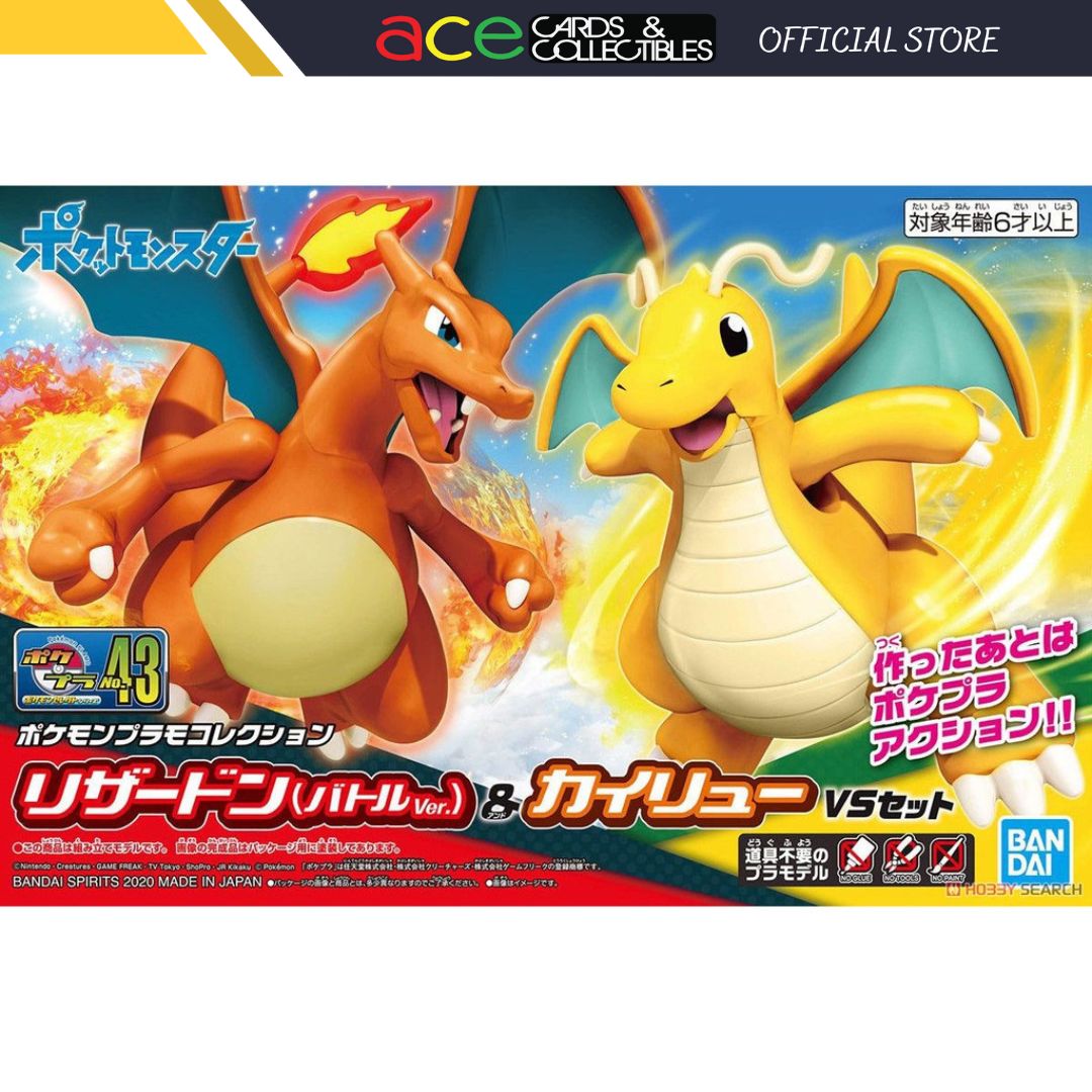 Pokemon Plastic Model Collection No.43 &quot;Charizard Battle Ver &amp; Dragonite VS Set&quot;-Bandai-Ace Cards &amp; Collectibles