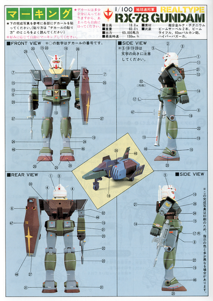 RX-78 Gundam (Real Type) (1/100) (Gundam Model Kits)-Bandai-Ace Cards &amp; Collectibles
