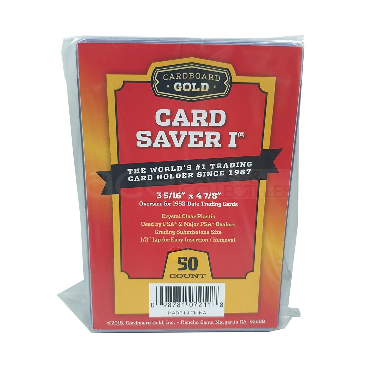 Cardboard Gold &quot;Card Saver 1&quot; Semi-Rigid Card Holder (3 5/16&quot; x 4 7/8&quot;)-Whole Pack (Clear 50pcs)-Cardboard Gold-Ace Cards &amp; Collectibles