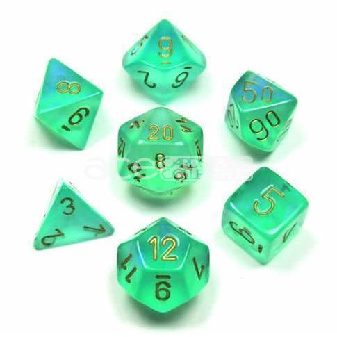 Chessex Borealis™ Polyhedral 7pcs Dice (Light Green/Gold) [CHX27425]-Chessex-Ace Cards &amp; Collectibles