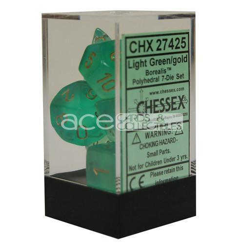 Chessex Borealis™ Polyhedral 7pcs Dice (Light Green/Gold) [CHX27425]-Chessex-Ace Cards &amp; Collectibles