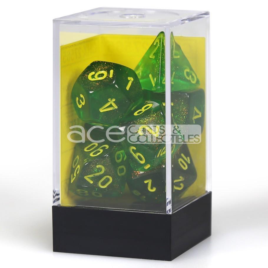 Chessex Borealis™ Polyhedral 7pcs Dice (Maple Green/Yellow) [CHX27565]-Chessex-Ace Cards &amp; Collectibles