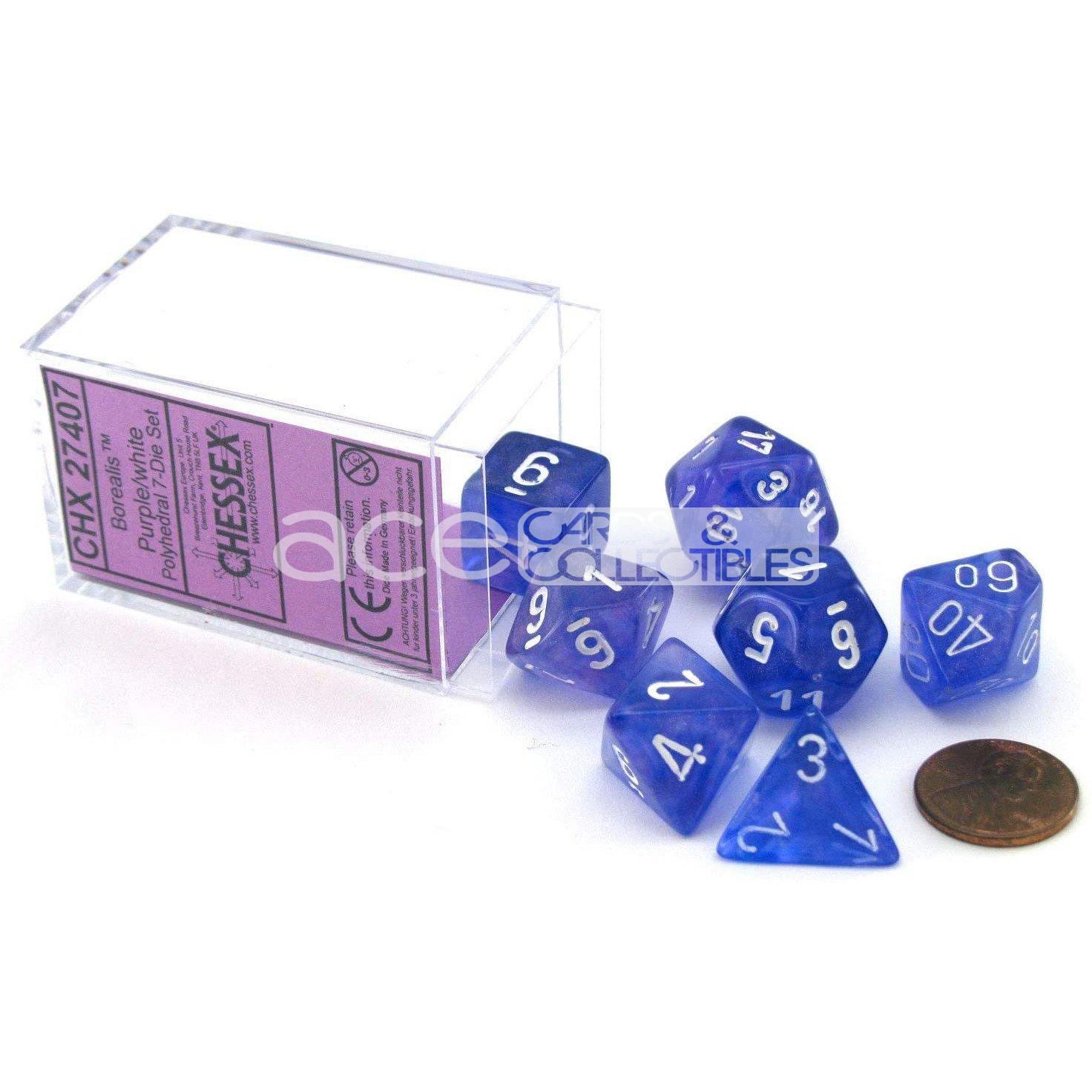Chessex Borealis™ Polyhedral 7pcs Dice (Purple/White) [CHX27407]-Chessex-Ace Cards & Collectibles