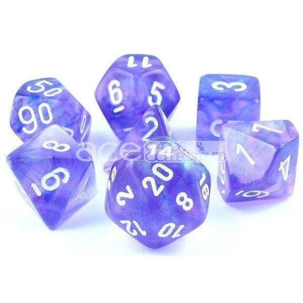 Chessex Borealis™ Polyhedral 7pcs Dice (Purple/White) [CHX27407]-Chessex-Ace Cards &amp; Collectibles