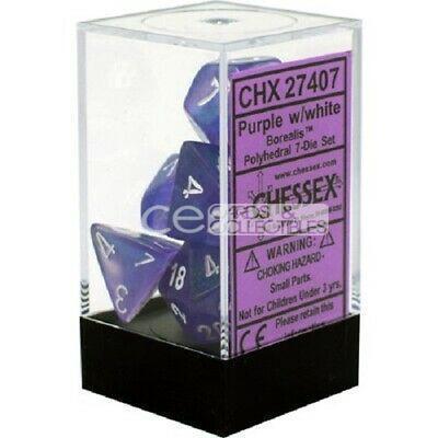 Chessex Borealis™ Polyhedral 7pcs Dice (Purple/White) [CHX27407]-Chessex-Ace Cards &amp; Collectibles