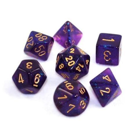 Chessex Borealis™ Polyhedral 7pcs Dice (Royal Purple/Gold) [CHX27467]-Chessex-Ace Cards &amp; Collectibles