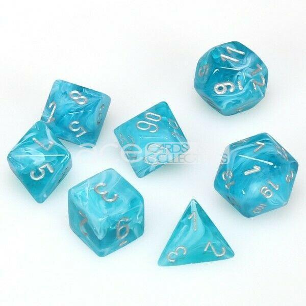 Chessex Cirrus™ Polyhedral 7pcs Dice (Aqua/Silver) [CHX27465]-Chessex-Ace Cards &amp; Collectibles
