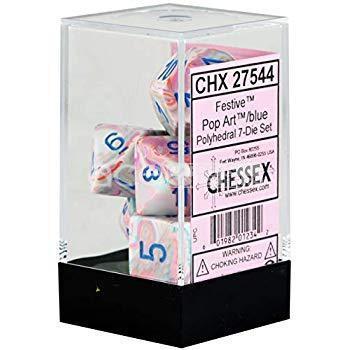 Chessex Festive Pop Art™ Polyhedral 7pcs Dice (Blue) [CHX27544]-Chessex-Ace Cards & Collectibles