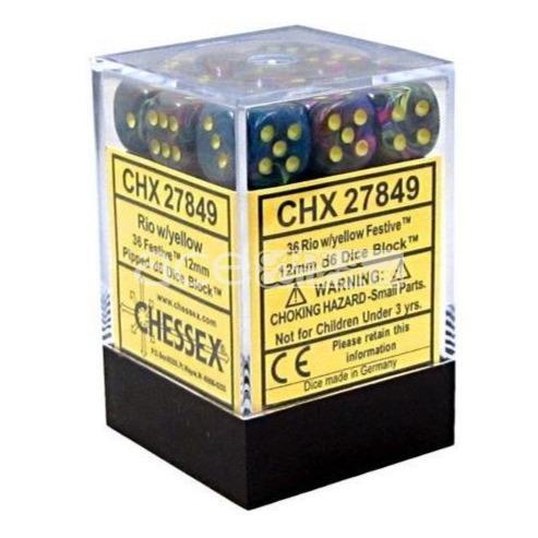 Chessex Festive™ 12mm d6 36pcs Dice (Rio/Yellow) [CHX27849]-Chessex-Ace Cards &amp; Collectibles