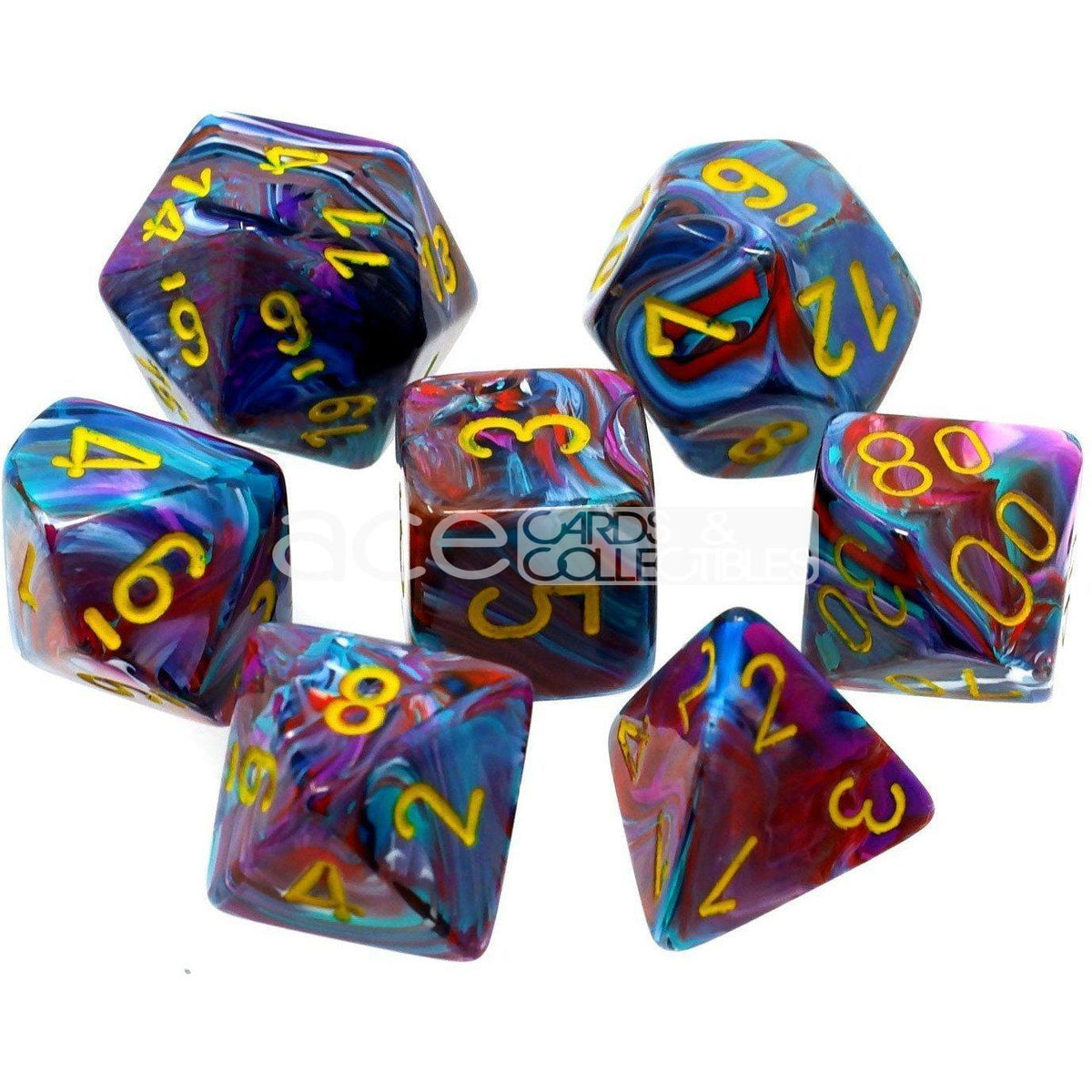 Chessex Festive™ Polyhedral 7pcs Dice (Mosaic/Yellow) [CHX27450]-Chessex-Ace Cards &amp; Collectibles