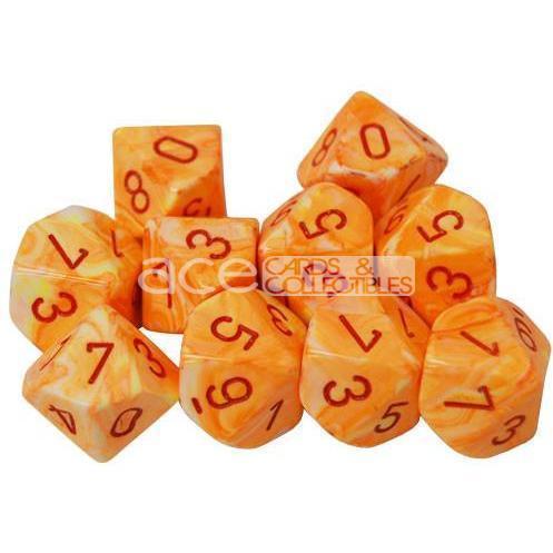 Chessex Festive™ Polyhedral 7pcs Dice (Sunburst/Red) [CHX27453]-Chessex-Ace Cards &amp; Collectibles