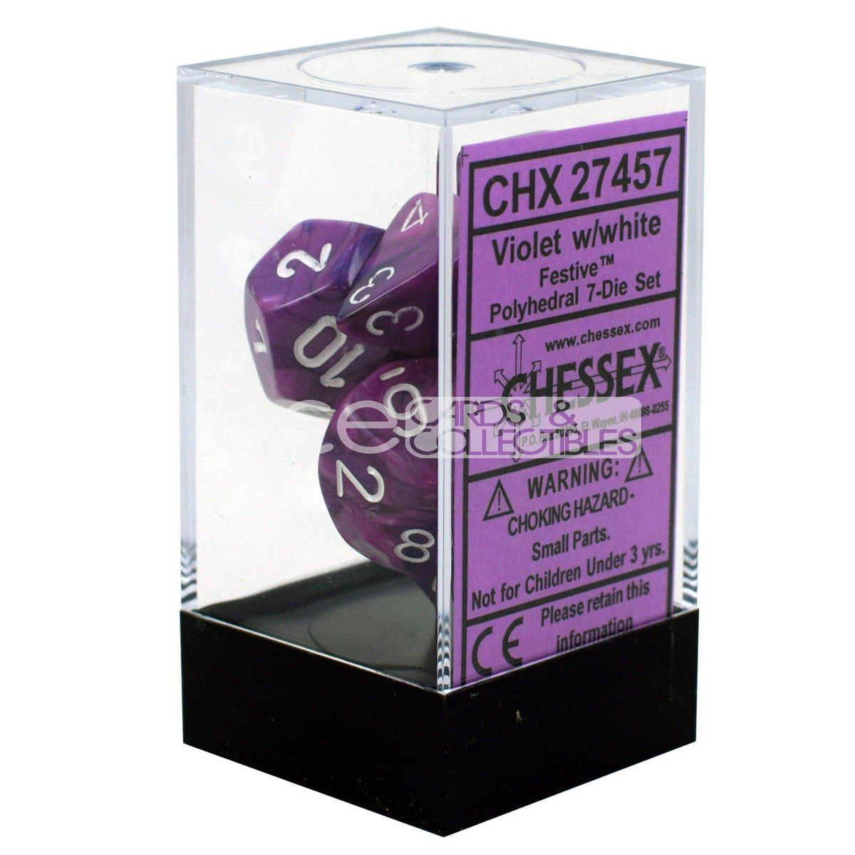 Chessex Festive™ Polyhedral 7pcs Dice (Violet/White) [CHX27457]-Chessex-Ace Cards &amp; Collectibles