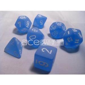 Chessex Frosted™ Polyhedral 7pcs Dice (Blue/White) [CHX27406]-Chessex-Ace Cards &amp; Collectibles