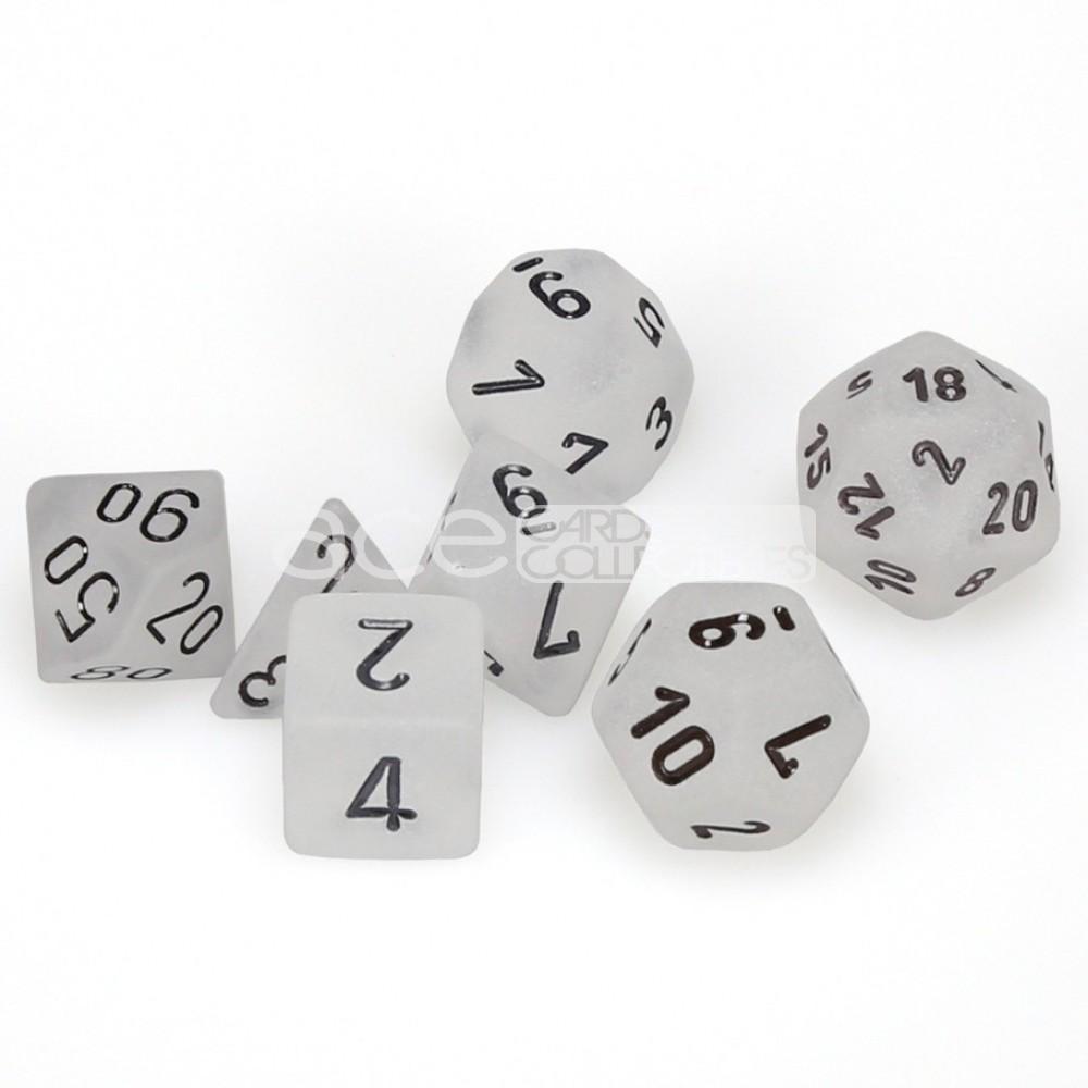 Chessex Frosted™ Polyhedral 7pcs Dice (Clear/Black) [CHX27401]-Chessex-Ace Cards &amp; Collectibles