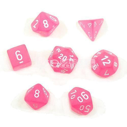 Chessex Frosted™ Polyhedral 7pcs Dice (Pink/White) [CHX27464]-Chessex-Ace Cards &amp; Collectibles