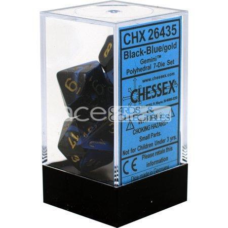 Chessex Gemini™ Polyhedral 7pcs Dice (Black-Blue/Gold) [CHX26435]-Chessex-Ace Cards &amp; Collectibles