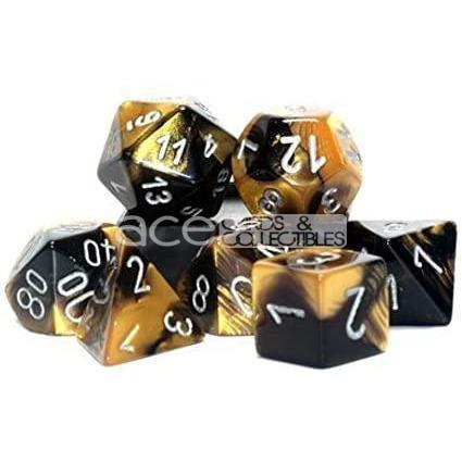 Chessex Gemini™ Polyhedral 7pcs Dice (Black-Gold/Silver) [CHX26451]-Chessex-Ace Cards &amp; Collectibles