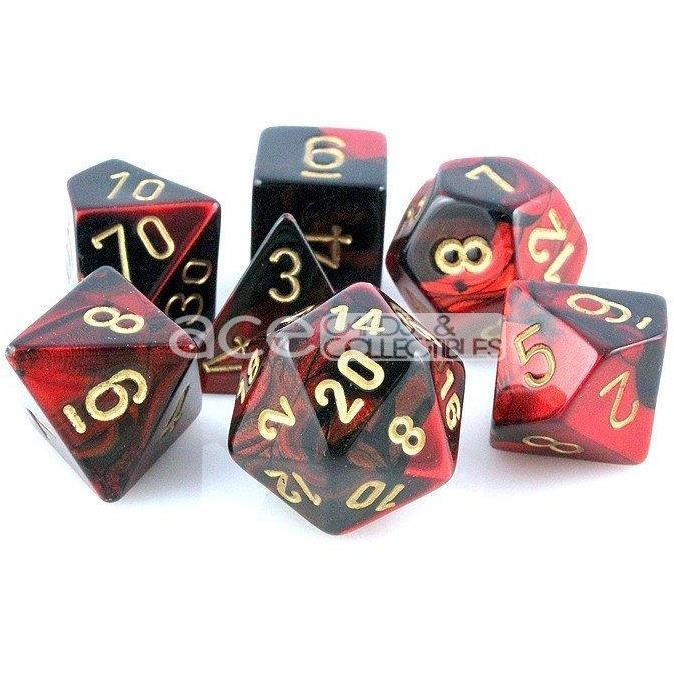 Chessex Gemini™ Polyhedral 7pcs Dice (Black-Red/Gold) [CHX26433]-Chessex-Ace Cards & Collectibles