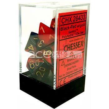 Chessex Gemini™ Polyhedral 7pcs Dice (Black-Red/Gold) [CHX26433]-Chessex-Ace Cards & Collectibles