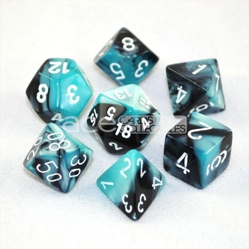 Chessex Gemini™ Polyhedral 7pcs Dice (Black-Shell/White) [CHX26446]-Chessex-Ace Cards &amp; Collectibles
