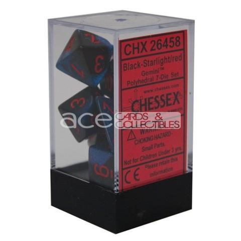 Chessex Gemini™ Polyhedral 7pcs Dice (Black-Starlight/Red) [CHX26458]-Chessex-Ace Cards & Collectibles