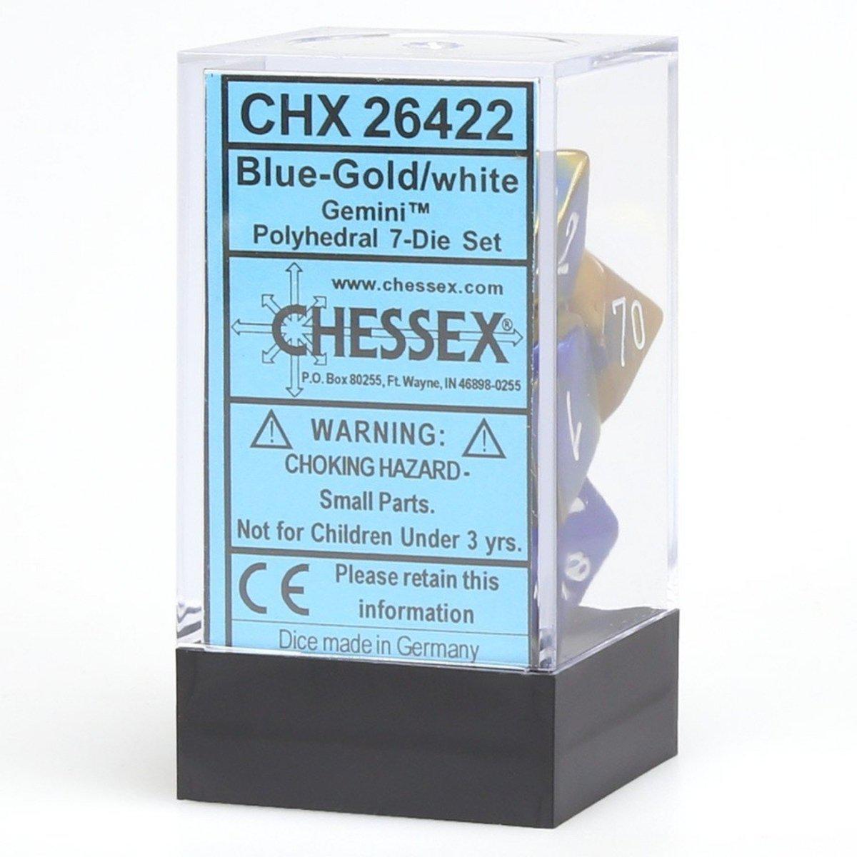 Chessex Gemini™ Polyhedral 7pcs Dice (Blue-Gold/White) [CHX26422]-Chessex-Ace Cards &amp; Collectibles