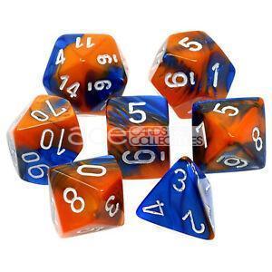 Chessex Gemini™ Polyhedral 7pcs Dice (Blue-Orange/White) [CHX26452]-Chessex-Ace Cards &amp; Collectibles