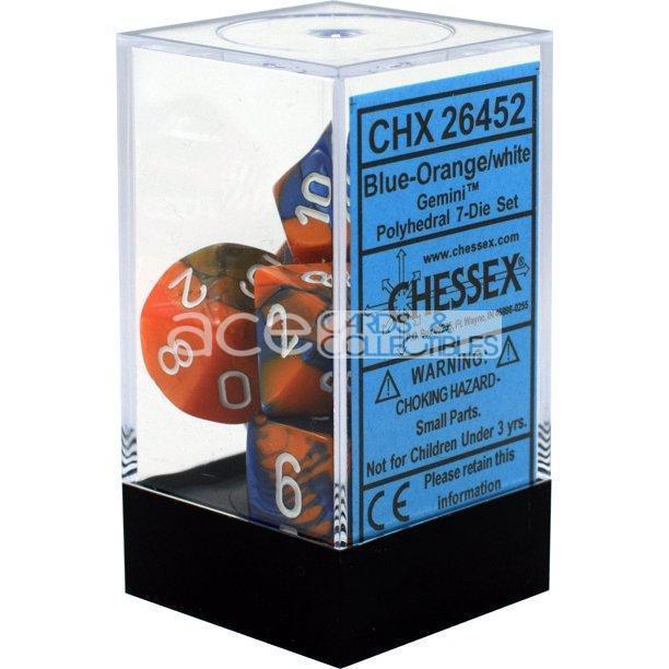 Chessex Gemini™ Polyhedral 7pcs Dice (Blue-Orange/White) [CHX26452]-Chessex-Ace Cards &amp; Collectibles