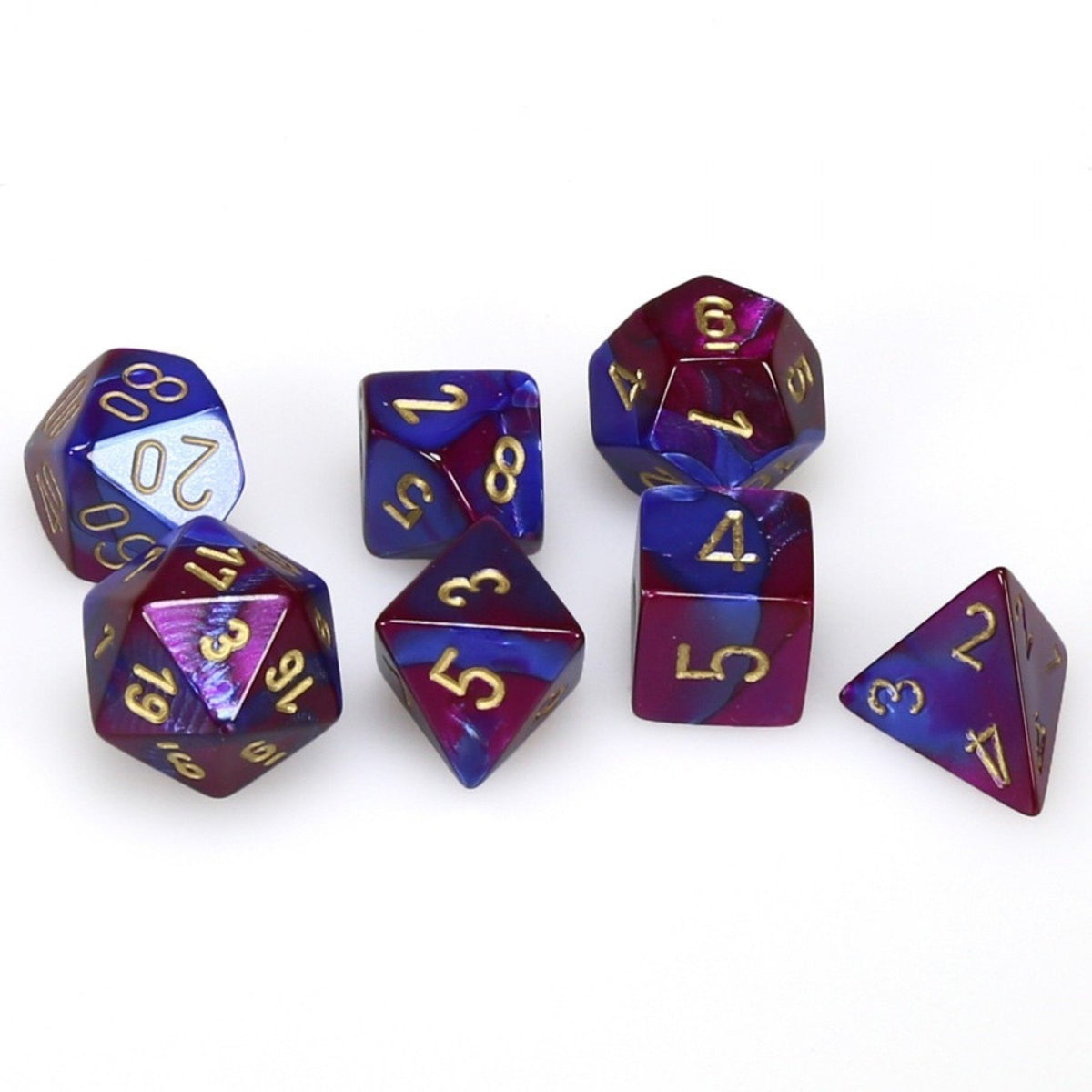Chessex Gemini™ Polyhedral 7pcs Dice (Blue-Purple/Gold) [CHX26428]-Chessex-Ace Cards &amp; Collectibles