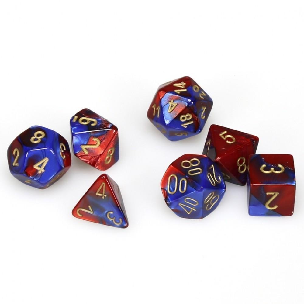 Chessex Gemini™ Polyhedral 7pcs Dice (Blue-Red/Gold) [CHX26429]-Chessex-Ace Cards & Collectibles