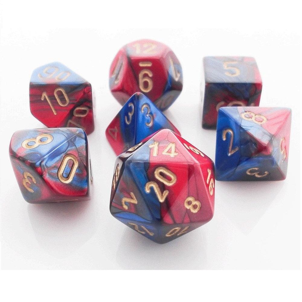 Chessex Gemini™ Polyhedral 7pcs Dice (Blue-Red/Gold) [CHX26429]-Chessex-Ace Cards &amp; Collectibles
