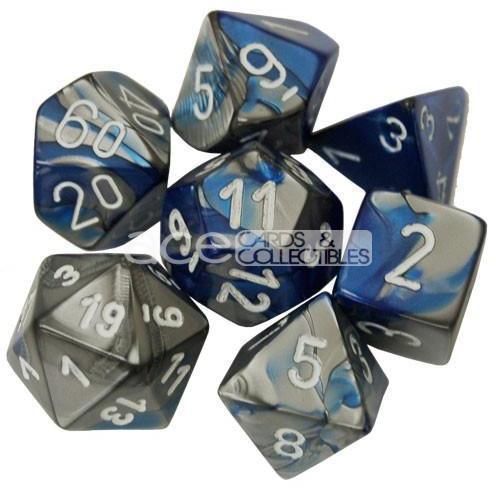 Chessex Gemini™ Polyhedral 7pcs Dice (Blue-Steel/White) [CHX26423]-Chessex-Ace Cards & Collectibles