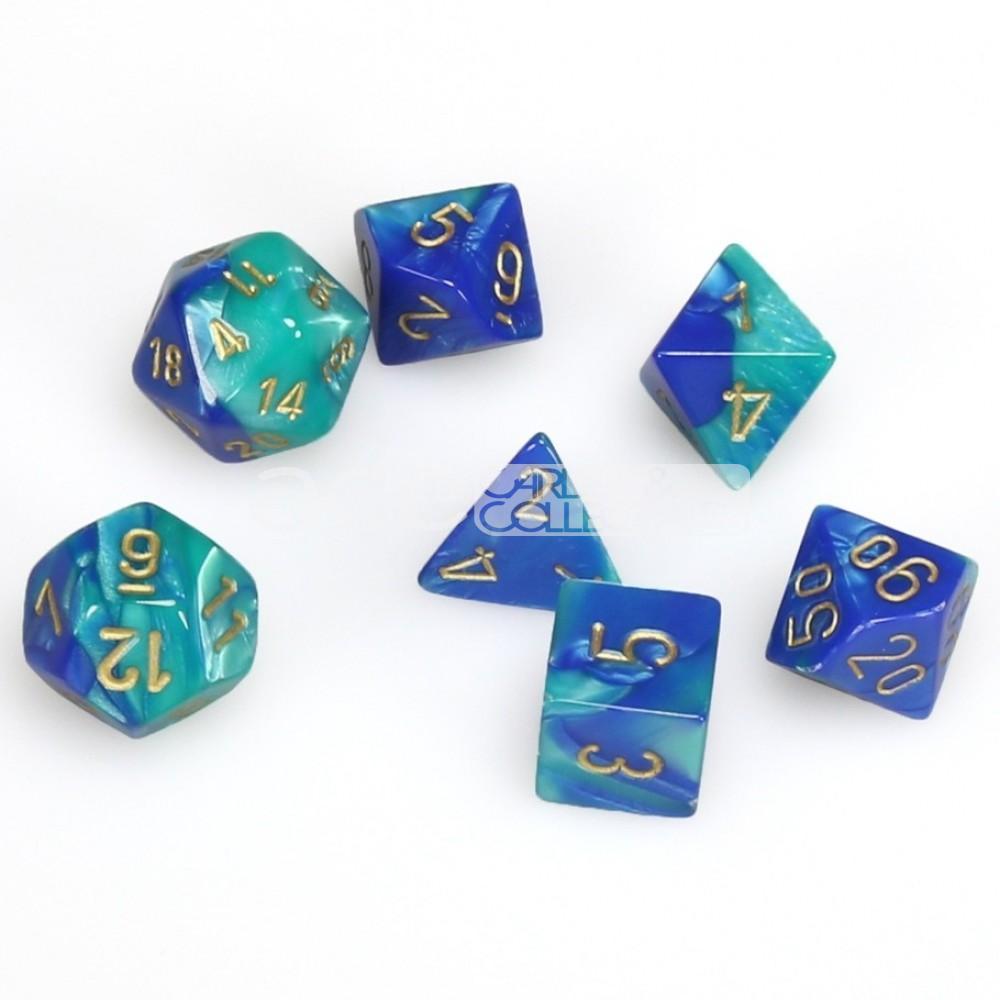Chessex Gemini™ Polyhedral 7pcs Dice (Blue-Teal/Gold) [CHX26459]-Chessex-Ace Cards & Collectibles