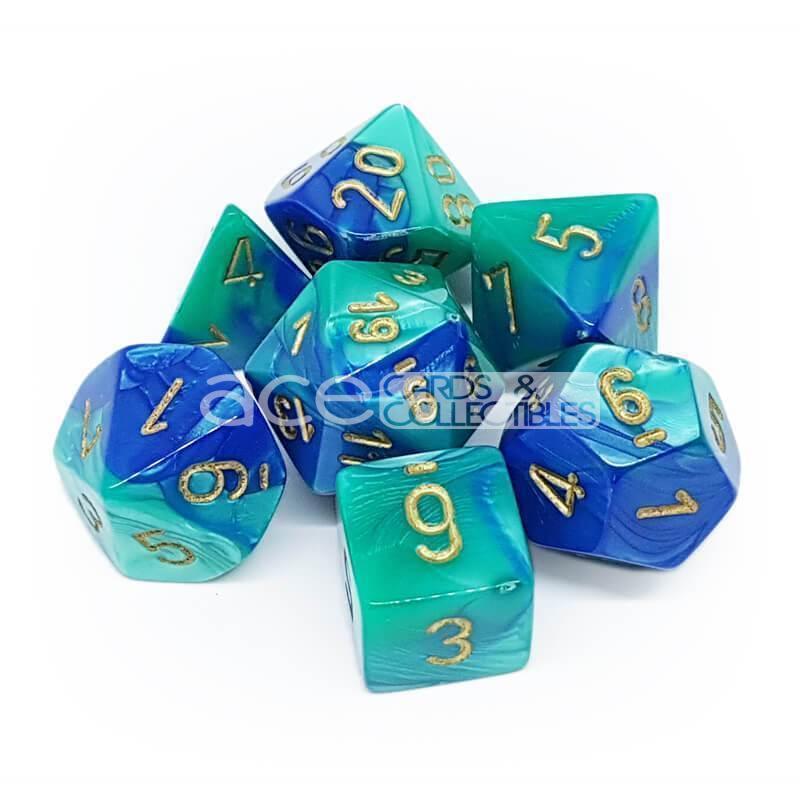 Chessex Gemini™ Polyhedral 7pcs Dice (Blue-Teal/Gold) [CHX26459]-Chessex-Ace Cards &amp; Collectibles