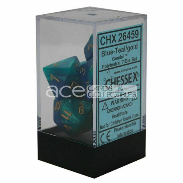 Chessex Gemini™ Polyhedral 7pcs Dice (Blue-Teal/Gold) [CHX26459]-Chessex-Ace Cards &amp; Collectibles