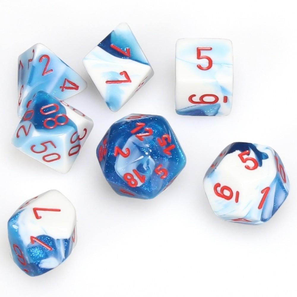 Chessex Gemini™ Polyhedral 7pcs Dice (Blue-White/Red) [CHX26457]-Chessex-Ace Cards &amp; Collectibles