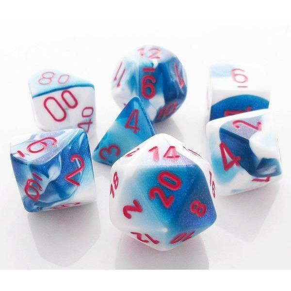 Chessex Gemini™ Polyhedral 7pcs Dice (Blue-White/Red) [CHX26457]-Chessex-Ace Cards &amp; Collectibles