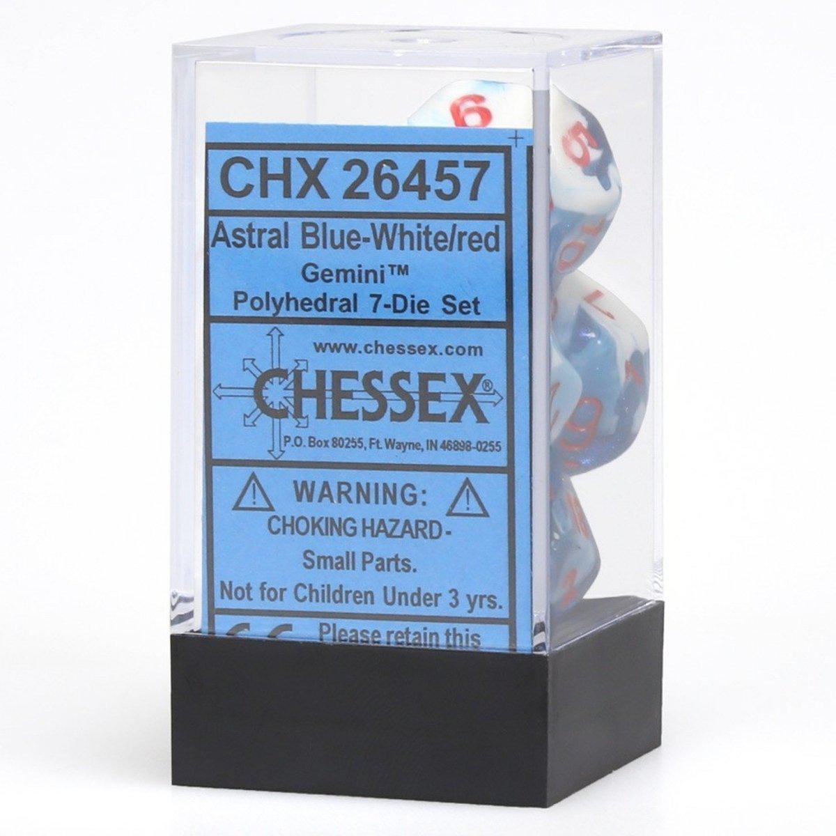 Chessex Gemini™ Polyhedral 7pcs Dice (Blue-White/Red) [CHX26457]-Chessex-Ace Cards & Collectibles