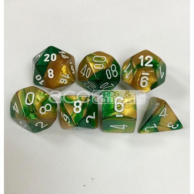 Chessex Gemini™ Polyhedral 7pcs Dice (Gold-Green/White) [CHX26425]-Chessex-Ace Cards &amp; Collectibles