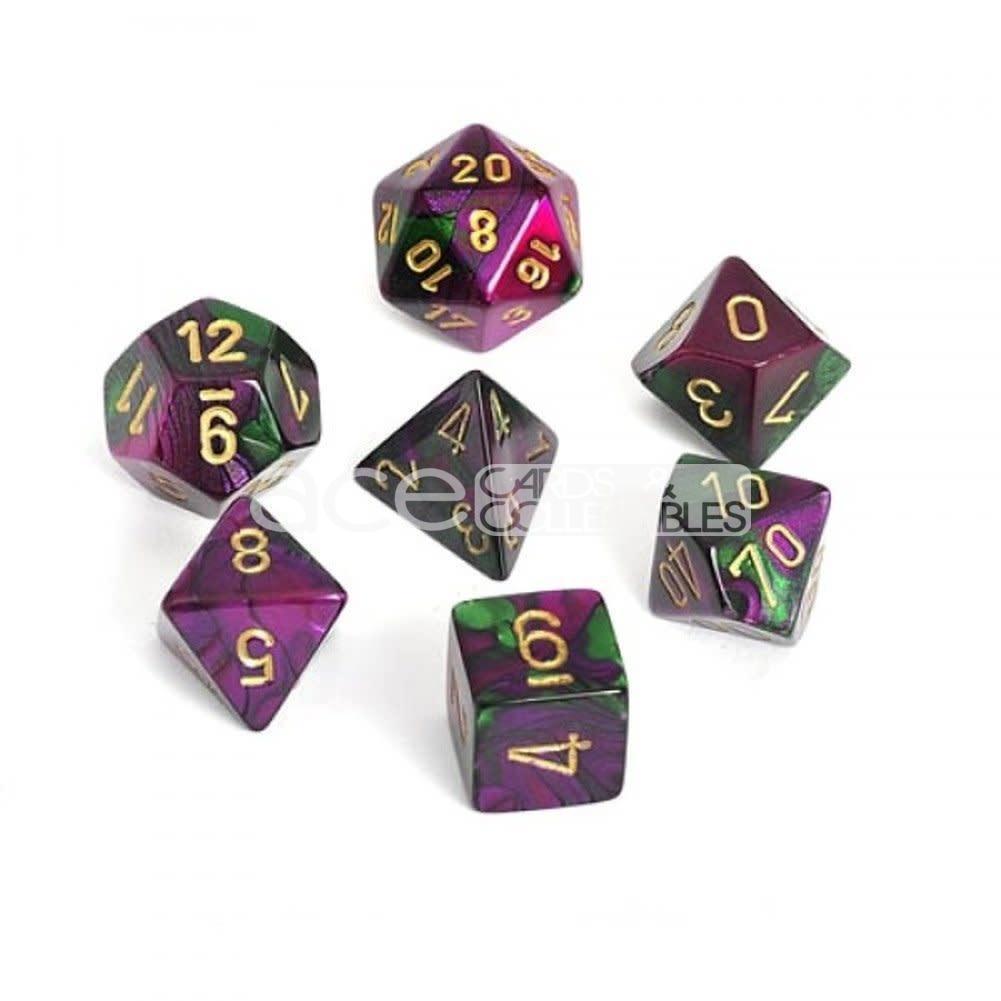 Chessex Gemini™ Polyhedral 7pcs Dice (Green-Purple/Gold) [CHX26434]-Chessex-Ace Cards &amp; Collectibles
