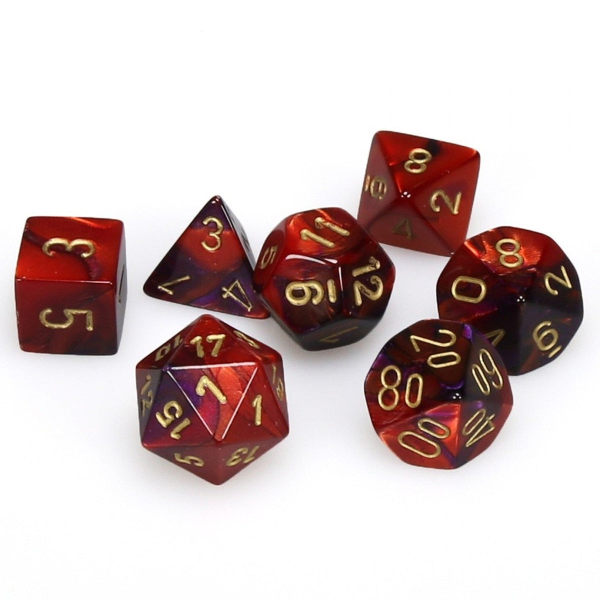 Chessex Gemini™ Polyhedral 7pcs Dice (Purple-Red/Gold) [CHX26426]-Chessex-Ace Cards &amp; Collectibles