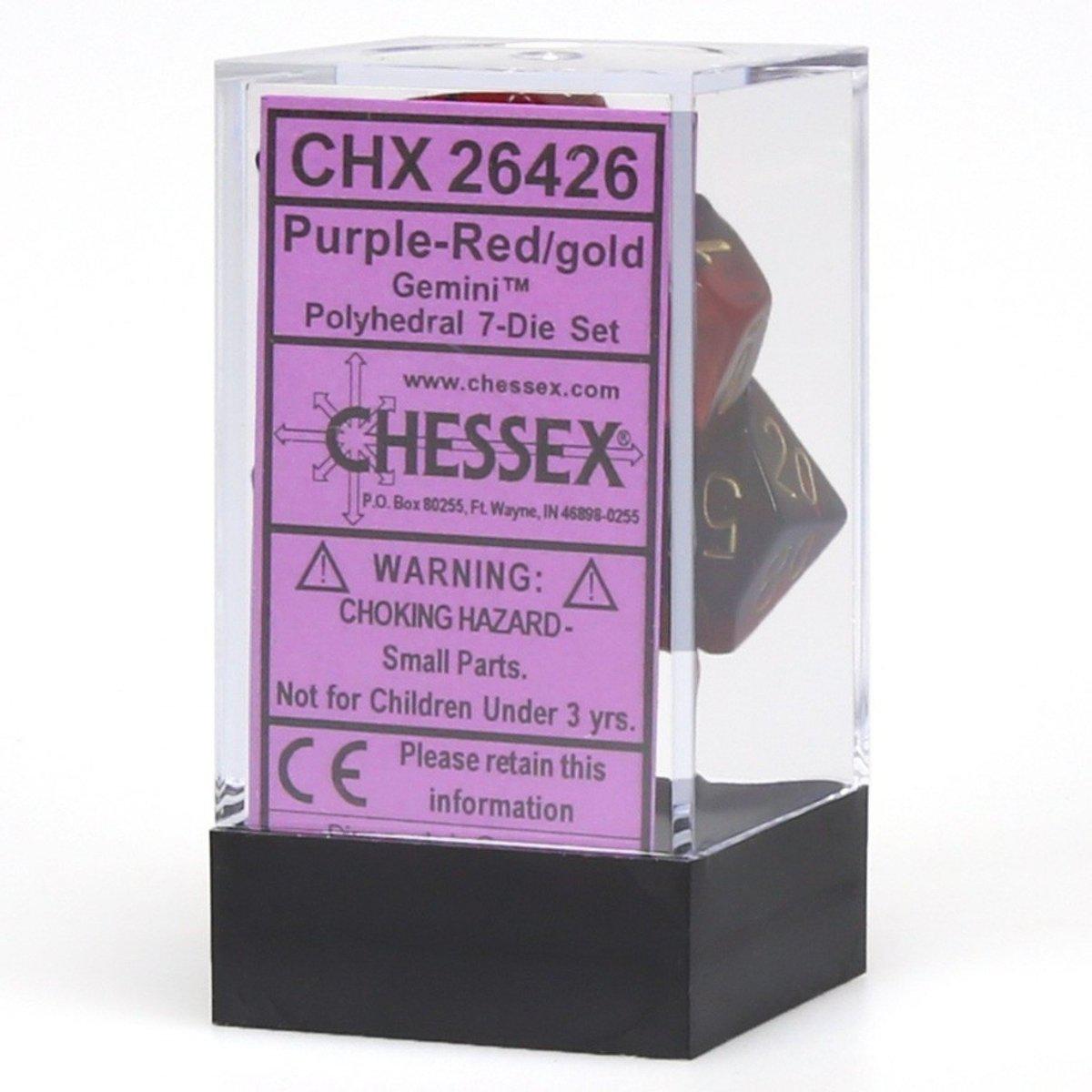 Chessex Gemini™ Polyhedral 7pcs Dice (Purple-Red/Gold) [CHX26426]-Chessex-Ace Cards &amp; Collectibles