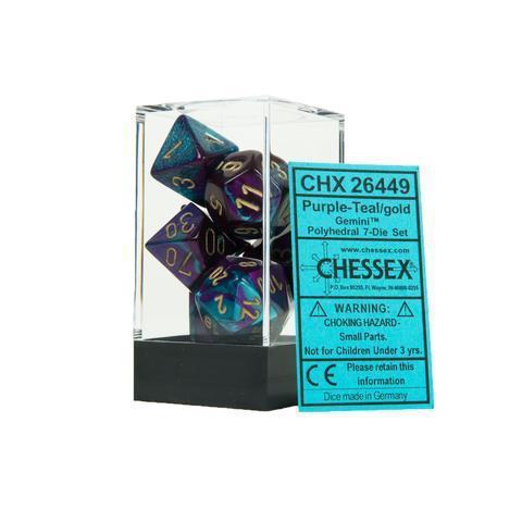 Chessex Gemini™ Polyhedral 7pcs Dice (Purple-Teal/Gold) [CHX26449]-Chessex-Ace Cards & Collectibles