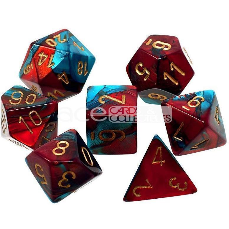 Chessex Gemini™ Polyhedral 7pcs Dice (Red-Teal/Gold) [CHX26462]-Chessex-Ace Cards &amp; Collectibles