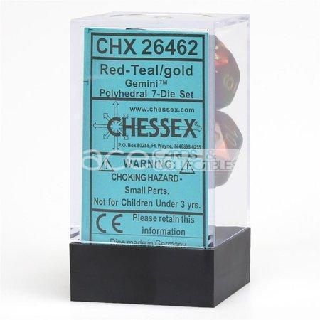 Chessex Gemini™ Polyhedral 7pcs Dice (Red-Teal/Gold) [CHX26462]-Chessex-Ace Cards & Collectibles