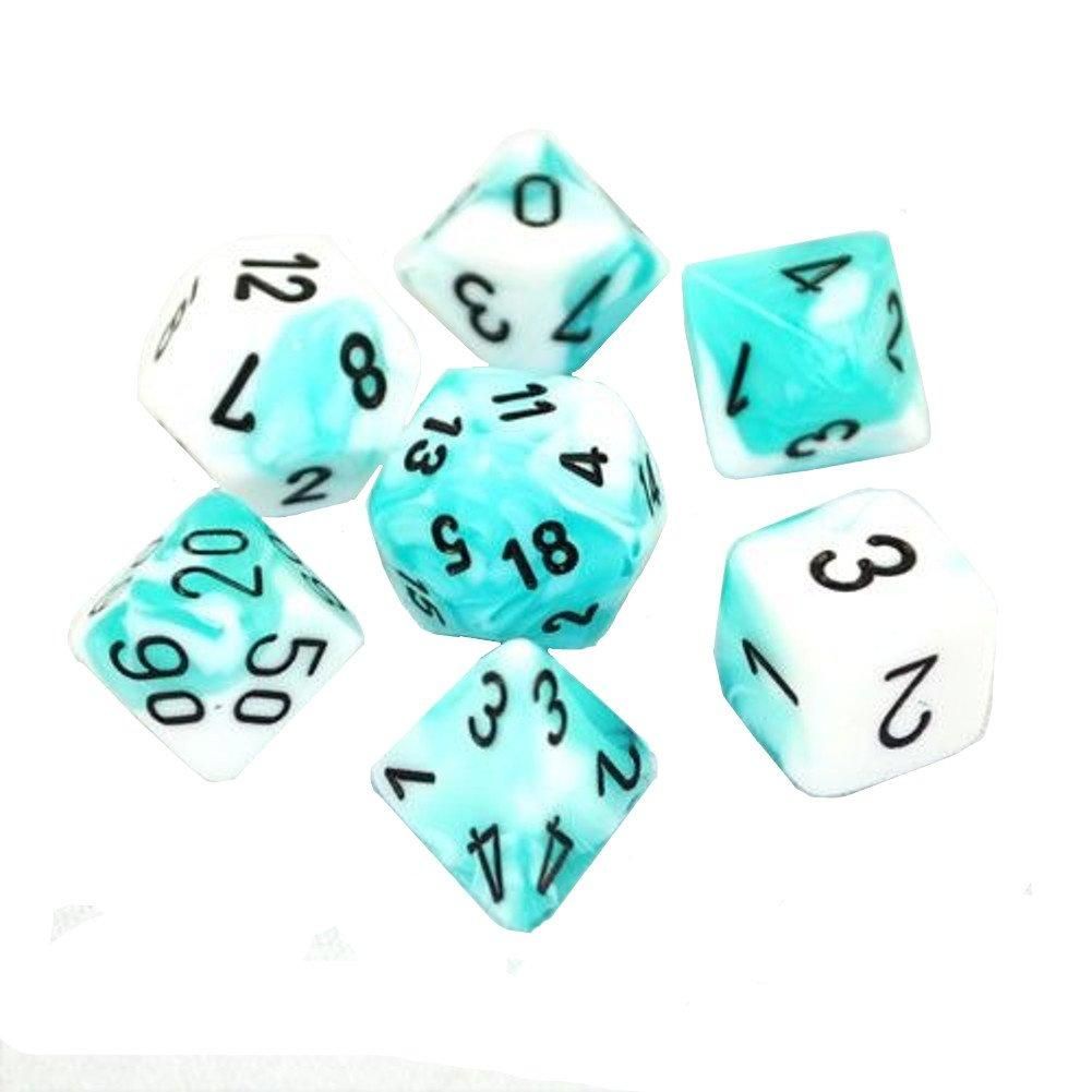 Chessex Gemini™ Polyhedral 7pcs Dice (Teal-White/Black) [CHX26444]-Chessex-Ace Cards &amp; Collectibles