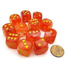 Chessex Ghostly Glow 16mm d6 12pcs Dice (Orange/yellow) [CHX27723]-Chessex-Ace Cards &amp; Collectibles